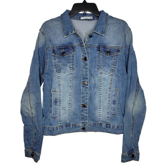 The Buckle Veveret Washed Denim Jacket Plus Size 1X New Without Tag - Picture 1 of 5